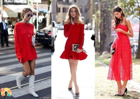 ¿Cómo combinar un vestido rojo?